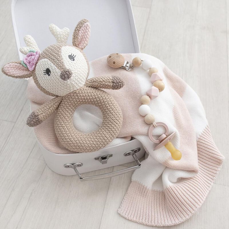 Living Textiles Ava Whimsical Knitted Ring Rattle image number 1